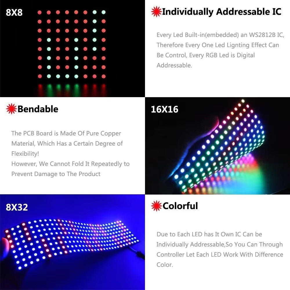 RGB Tam Renkli WS2812B LED Pan - Rgb Led Matrix 8X8 incelemesi ve fiyatı